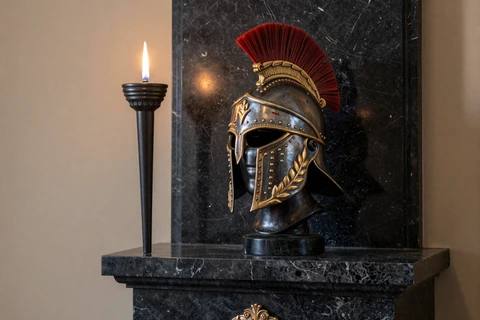 Römischer Centurio-Helm auf schwarzem Marmor - Legiano Support